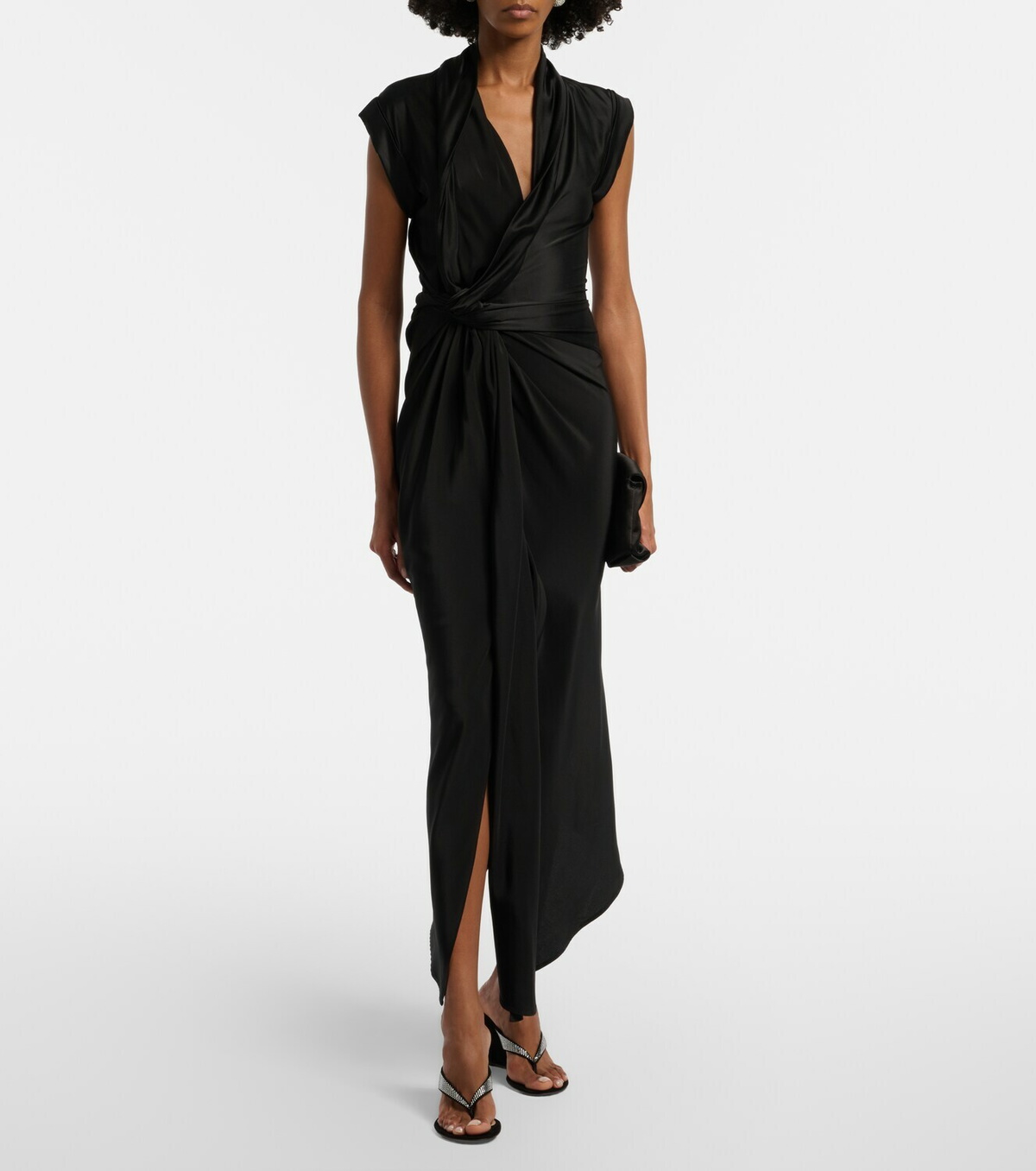Gianvito Rossi Crystal-embellished suede wedge thong sandals