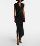 Gianvito Rossi Crystal-embellished suede wedge thong sandals