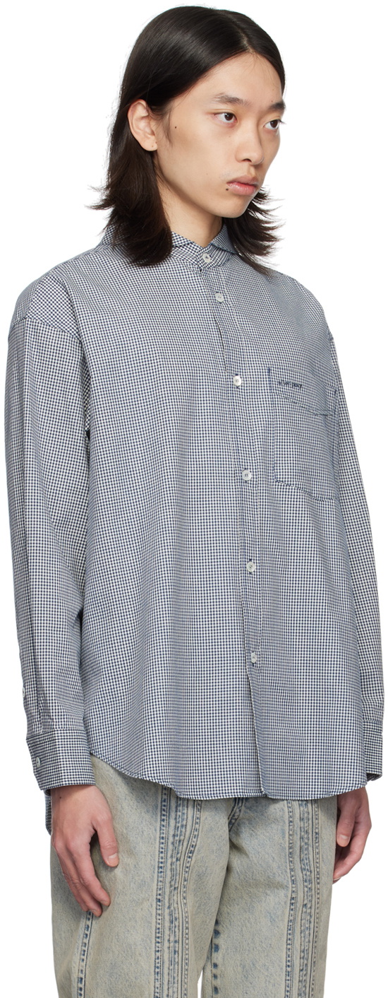 AFTER PRAY Navy Scout Check Shirt