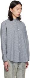 AFTER PRAY Navy Scout Check Shirt