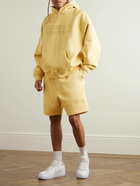 FEAR OF GOD ESSENTIALS - Logo-Appliquéd Wide-Leg Cotton-Blend Jersey Drawstring Shorts - Yellow