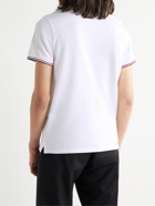 MONCLER - Slim-Fit Contrast-Tipped Logo-Appliquéd Cotton-Piqué Polo Shirt - White