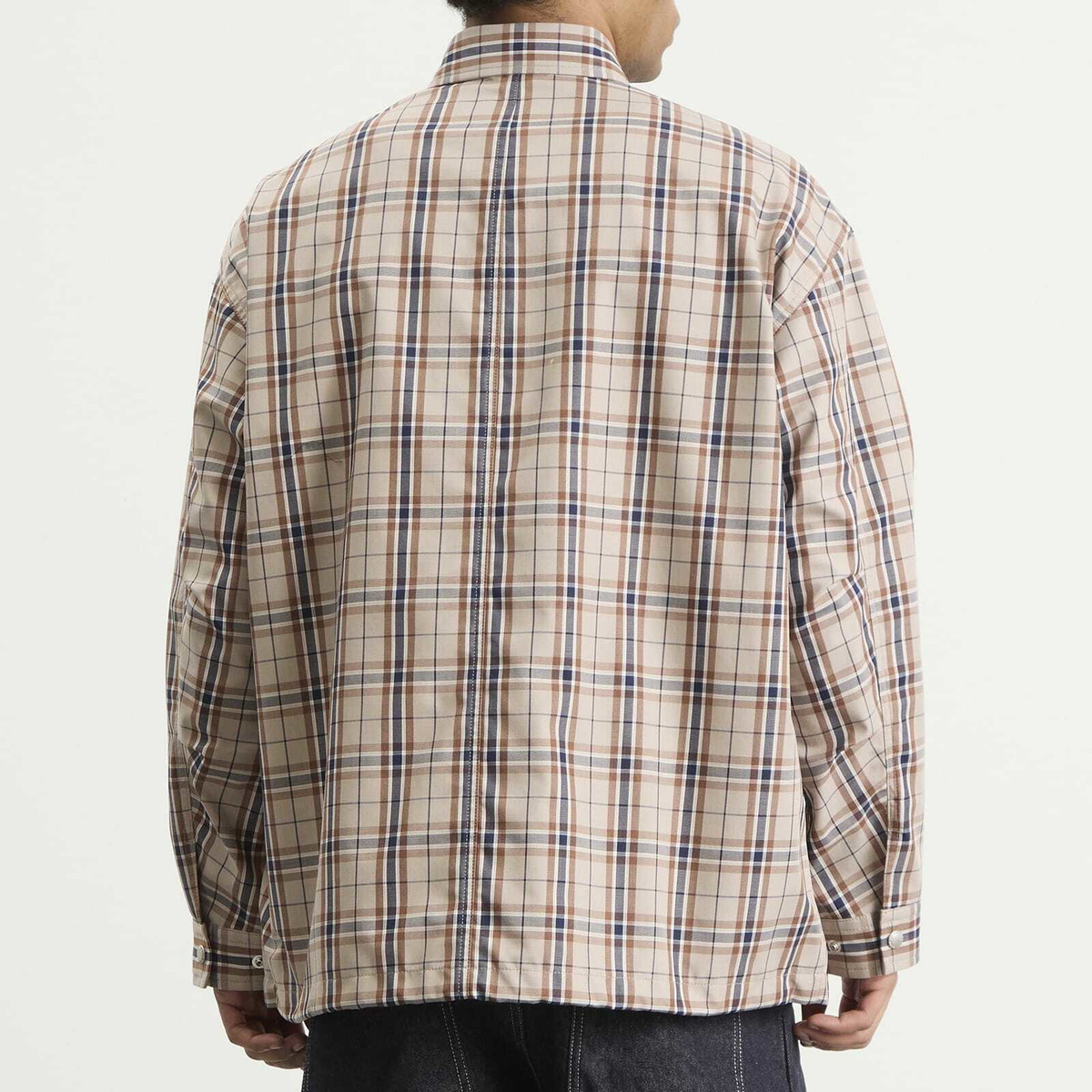 Comme des Garçons Homme Men's Check Triple Layer Jacket in Beige/Navy/Brown
