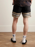 Rhude - Straight-Leg Logo-Appliquéd Striped Cotton-Canvas Shorts - Black