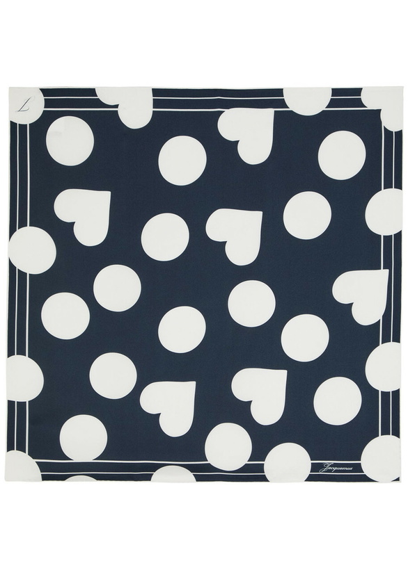 Photo: Jacquemus Le Foulard Coeur Polka dot Silk Scarf - Navy - One Size