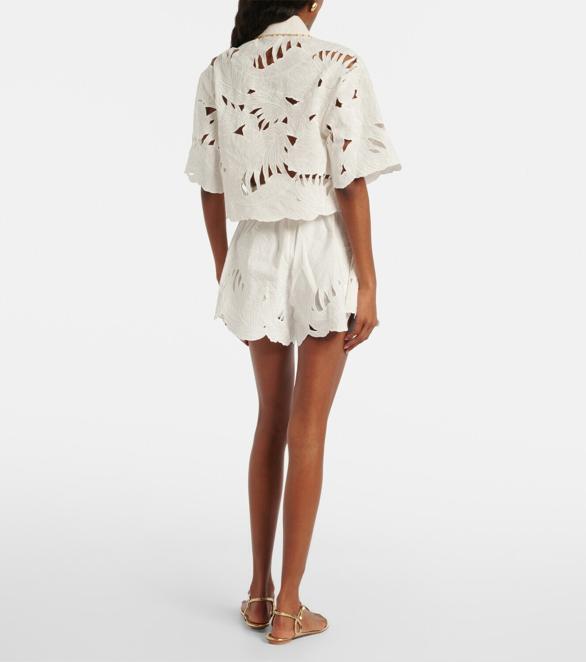 Zimmermann Mahon embroidered cotton shorts