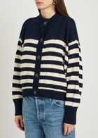 Frame Striped Cotton Cardigan Navy