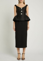Roland Mouret Crystal-embellished Taffeta and Crepe Midi Dress Black