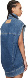 JW Anderson Blue Oversized Sleeveless High Neck Denim Vest