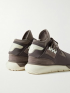 Y-3 - Qasa Suede-Trimmed Neoprene and Webbing High-Top Sneakers - Gray