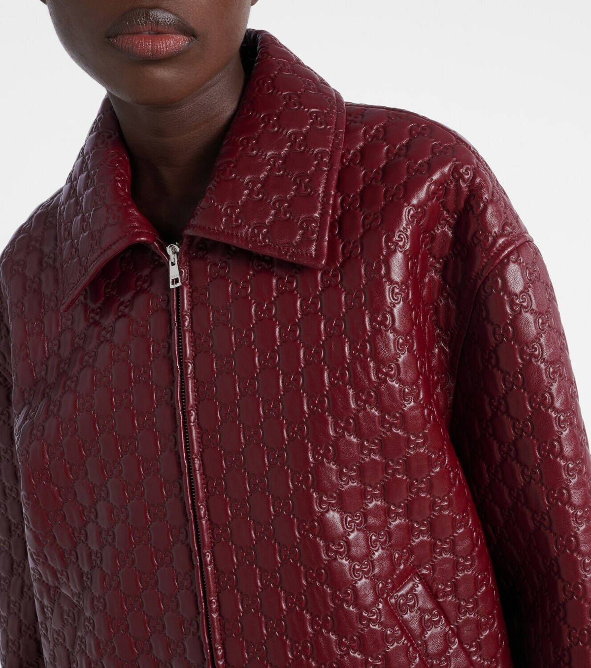 Gucci GG debossed leather jacket