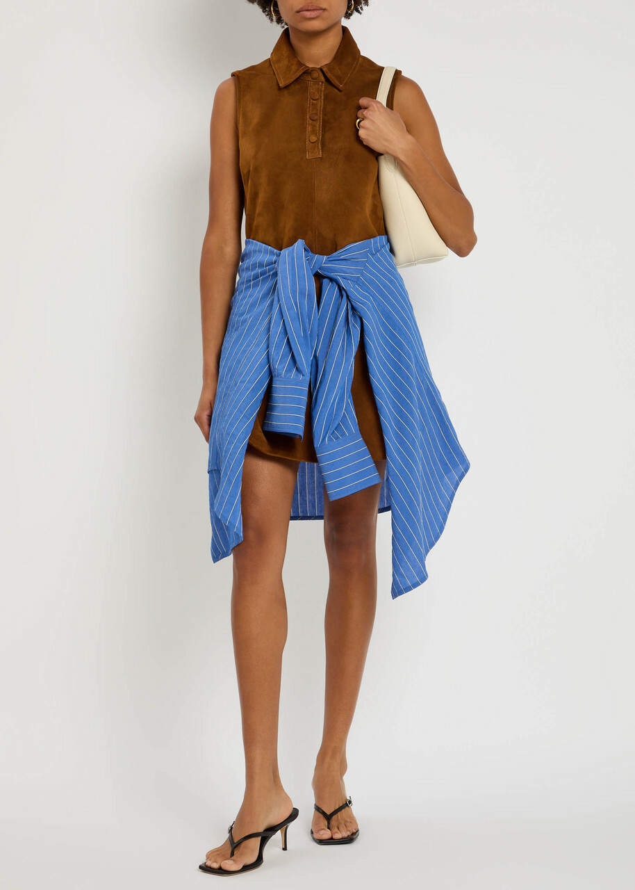 Frame The Suede City Shift Mini Dress Brown