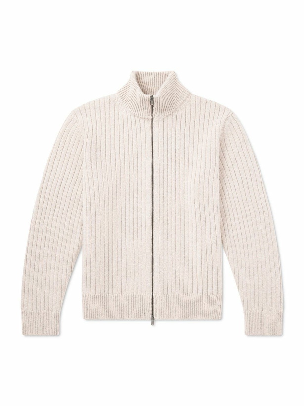 Photo: Massimo Alba - Mirko Ribbed Cashmere and Alpaca-Blend Zip-Up Sweater - Neutrals