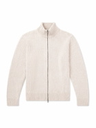 Massimo Alba - Mirko Ribbed Cashmere and Alpaca-Blend Zip-Up Sweater - Neutrals