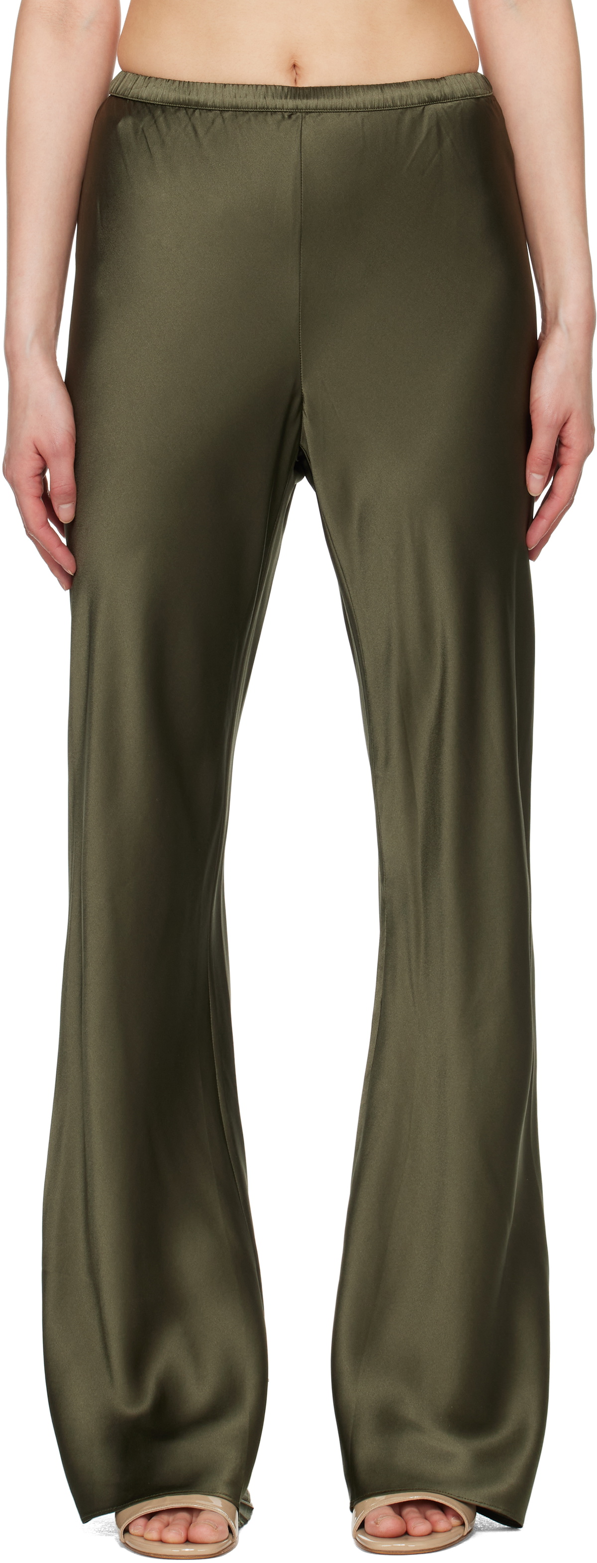 Silk Laundry Green Bias Cut Lounge Pants