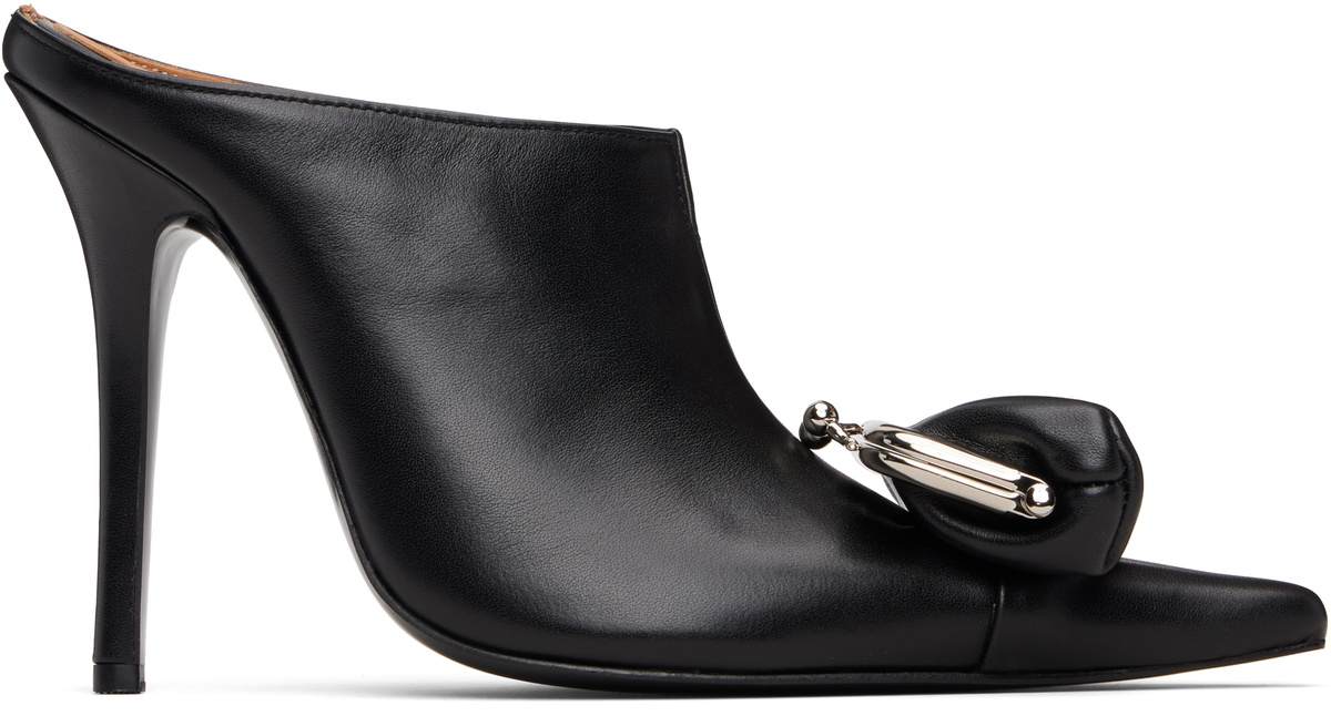 Pushbutton Black Coin Purse Pointy Heels