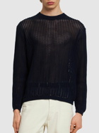 LARDINI - Cotton Rib Knit Crewneck Sweater