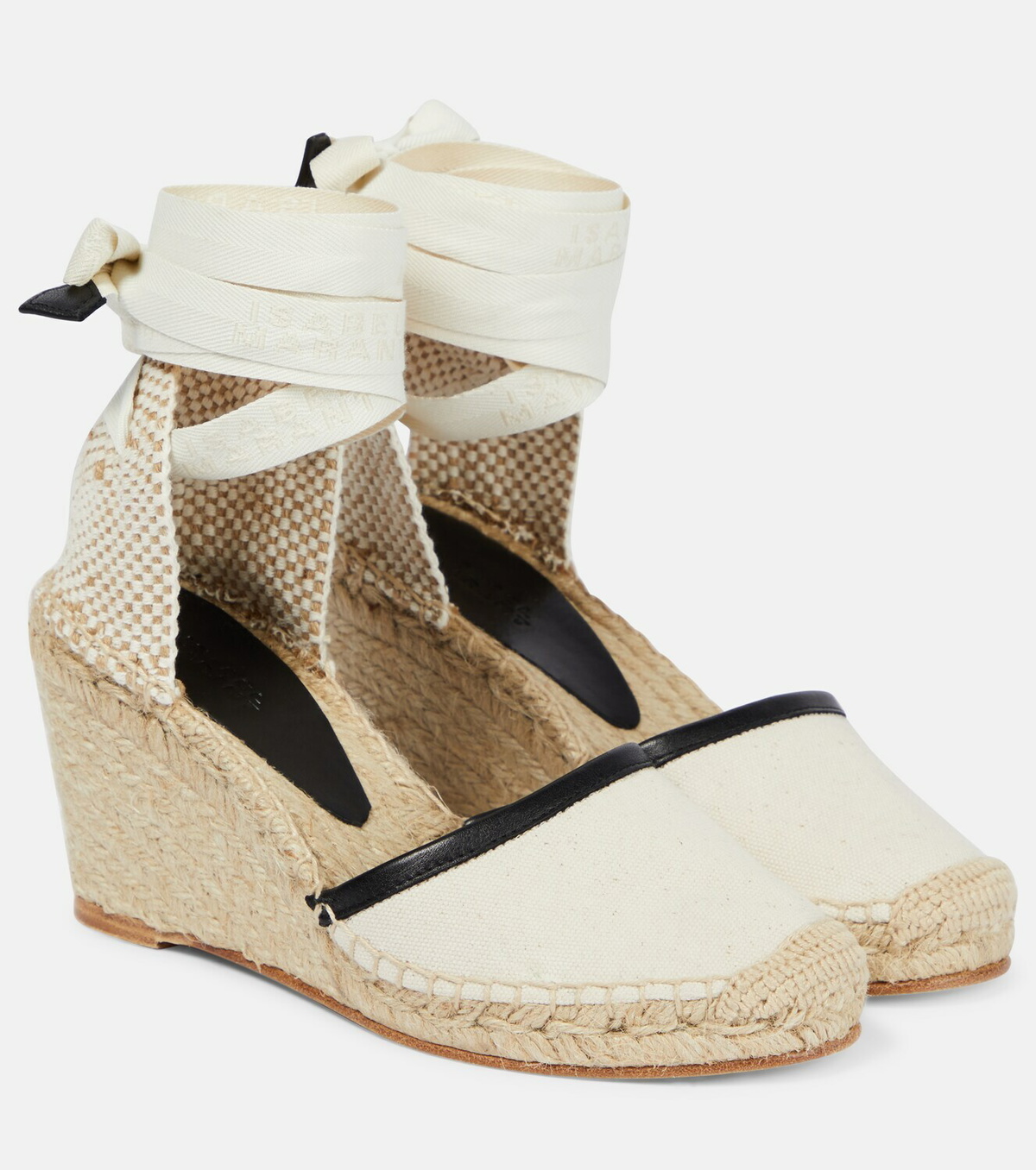 Isabel Marant Alfafi leather-trimmed espadrille wedges Isabel Marant