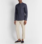 Hugo Boss - Jordi Grandad-Collar Linen Shirt - Blue