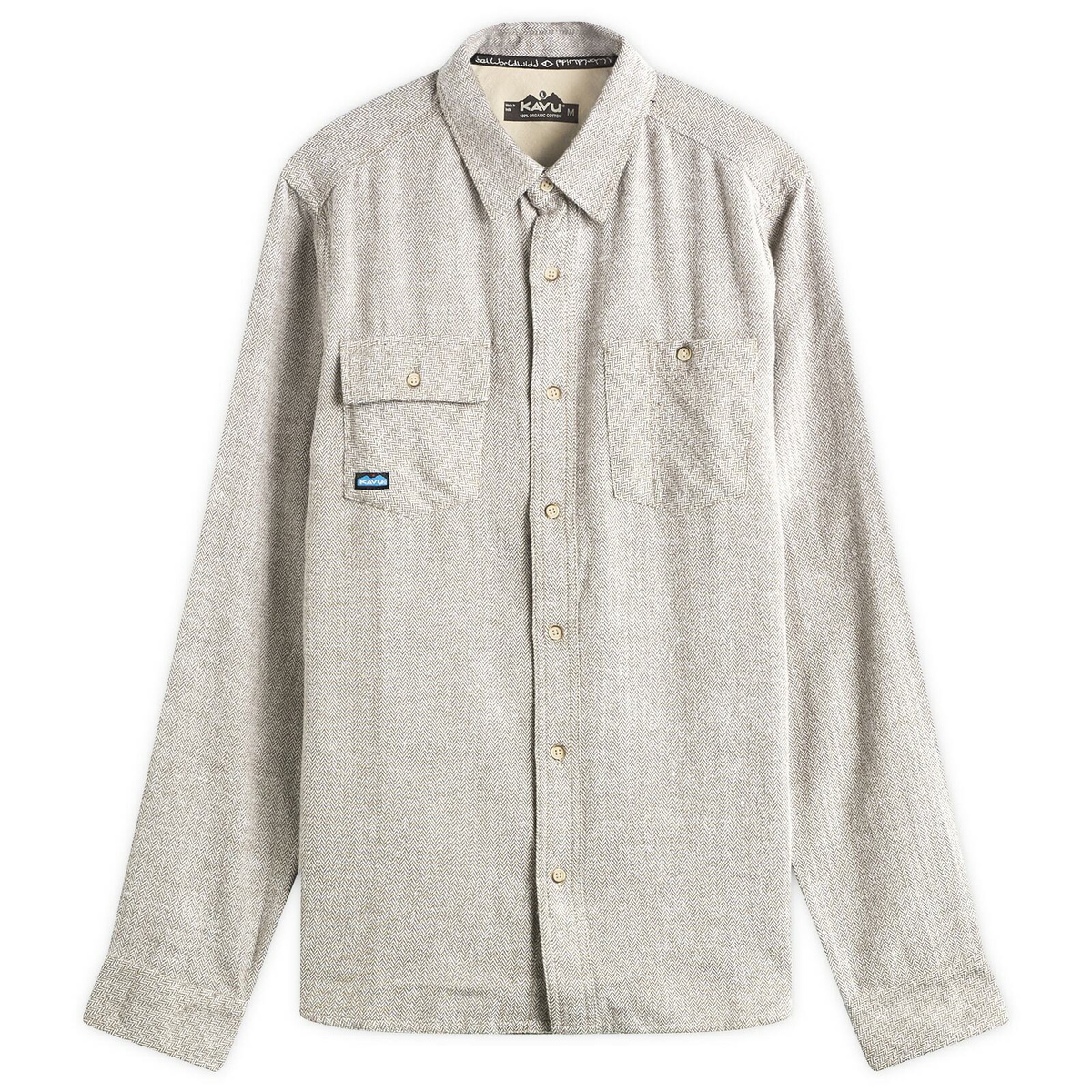 KAVU Men's Langley Herringbone Overshirt in Paper Birch