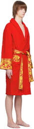 Versace Red Barocco Bath Robe