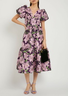 Sister Jane Floraison Floral-jacquard Woven Midi Dress Purple