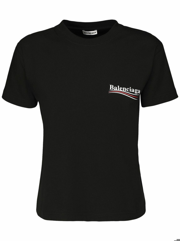 Photo: BALENCIAGA Fitted Political Logo Jersey T-shirt