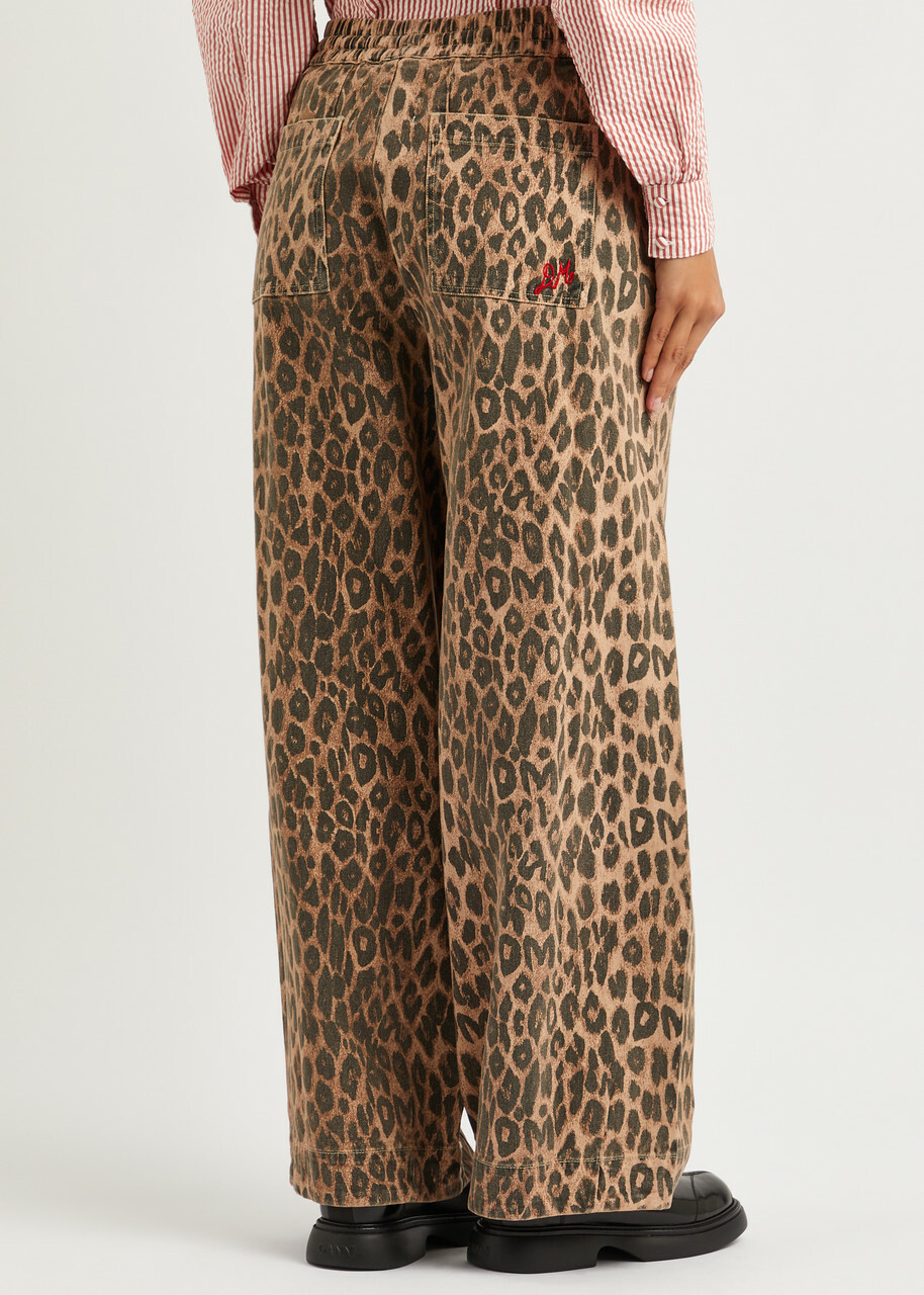 Damson Madder Rafe Leopard-print Wide-leg Jeans Damson Madder