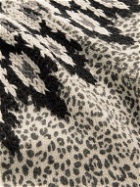 Valentino - Embroidered Leopard-Print Virgin Wool Sweater - Gray
