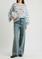 Loewe Anagram Striped Mohair-blend Jumper White