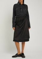 Maison Margiela Wool and Shell Midi Shirt Dress Dark Grey