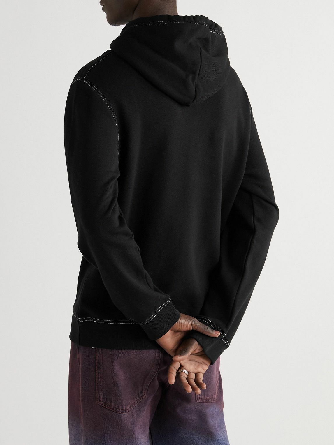 Loewe - Logo-Embroidered Cotton-Jersey Hoodie - Black Loewe