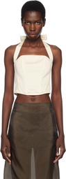 Fleur du Mal Off-White Satin Halter Corset Top