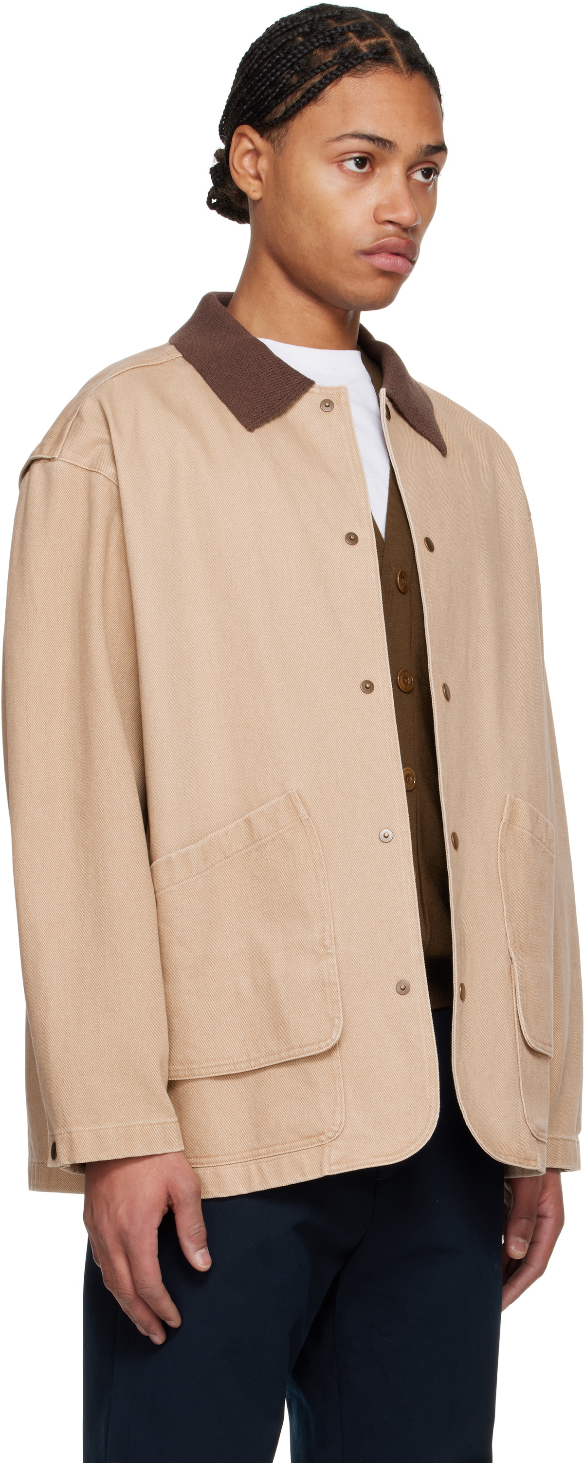 LE17SEPTEMBRE Tan Knit Collar Field Jacket