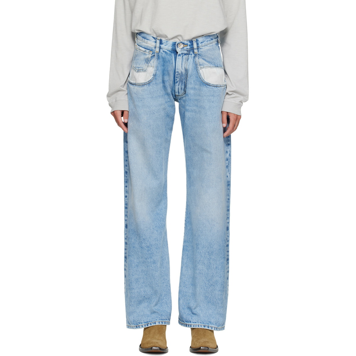 Maison Margiela Blue Contrasted Pockets Straighte Jeans