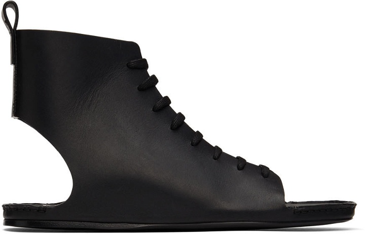 Photo: Giorgio Armani Black Leather Gladiator Sandals