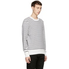 Rag and Bone White and Navy Striped Crewneck Sweater