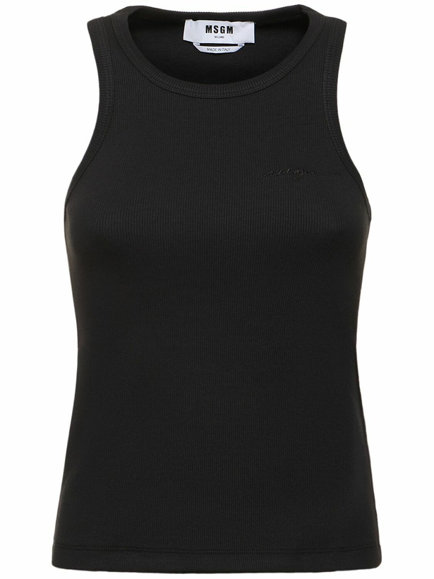 Photo: MSGM - Ribbed Stretch Cotton Tank Top