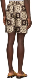 Nanushka Brown & Beige Doxxi Shorts
