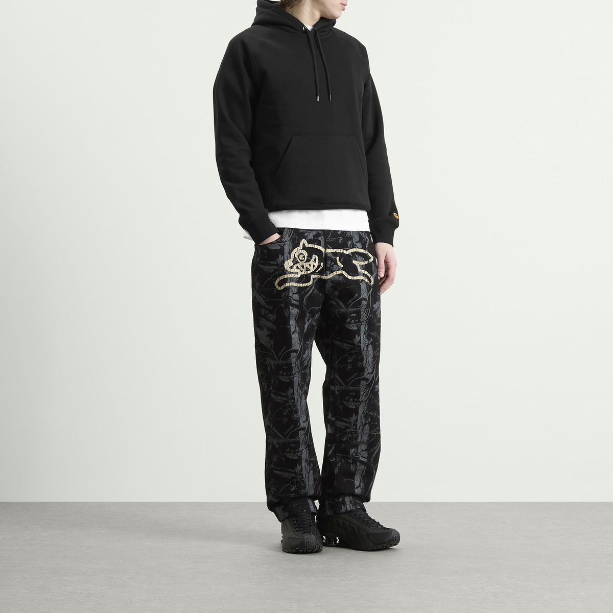 ICECREAM Men's Tree Camo Double Scoop Denim Pants in Black