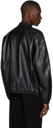 N.Hoolywood Black Faux-Leather Bomber Jacket