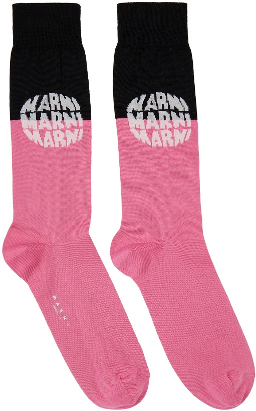 Photo: Marni Pink & Black Logo Socks