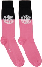 Marni Pink & Black Logo Socks