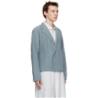 Homme Plisse Issey Miyake Grey Tailored Pleats Double-Breasted Blazer