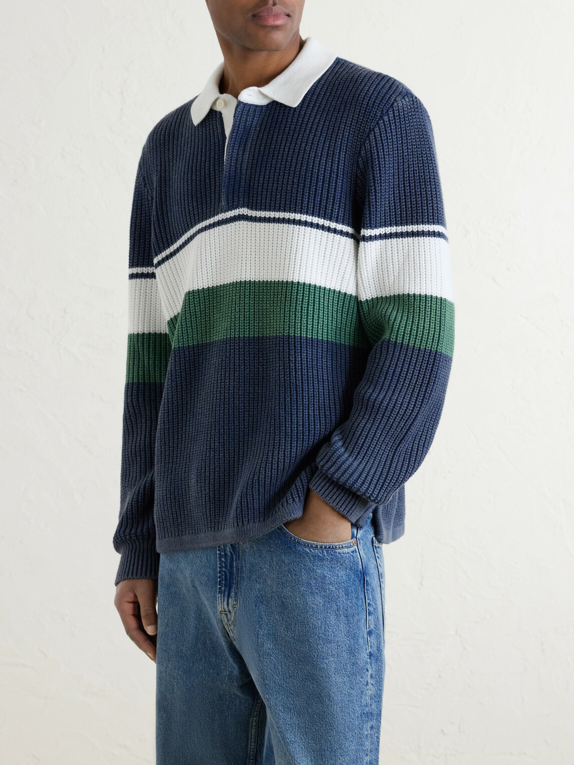 Aimé Leon Dore - Knitted Cotton Rugby Polo Sweater - Blue