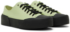 Jil Sander Green & Black Canvas Sneakers