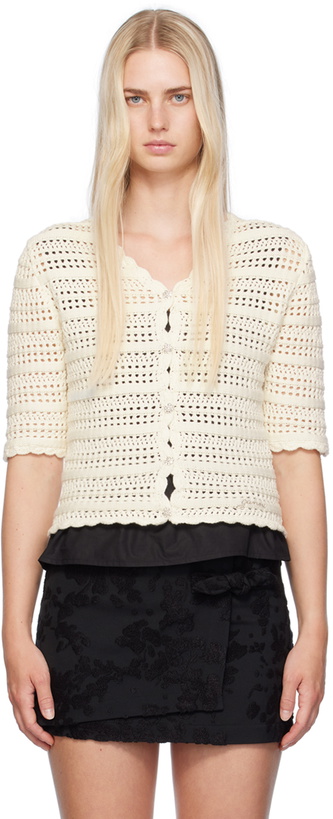 Photo: GANNI Off-White Crystal-Cut Cardigan