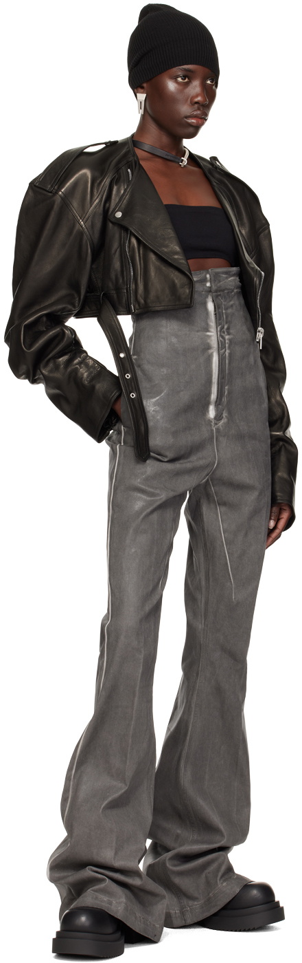 Rick Owens Black Micro Biker Leather Jacket Rick Owens