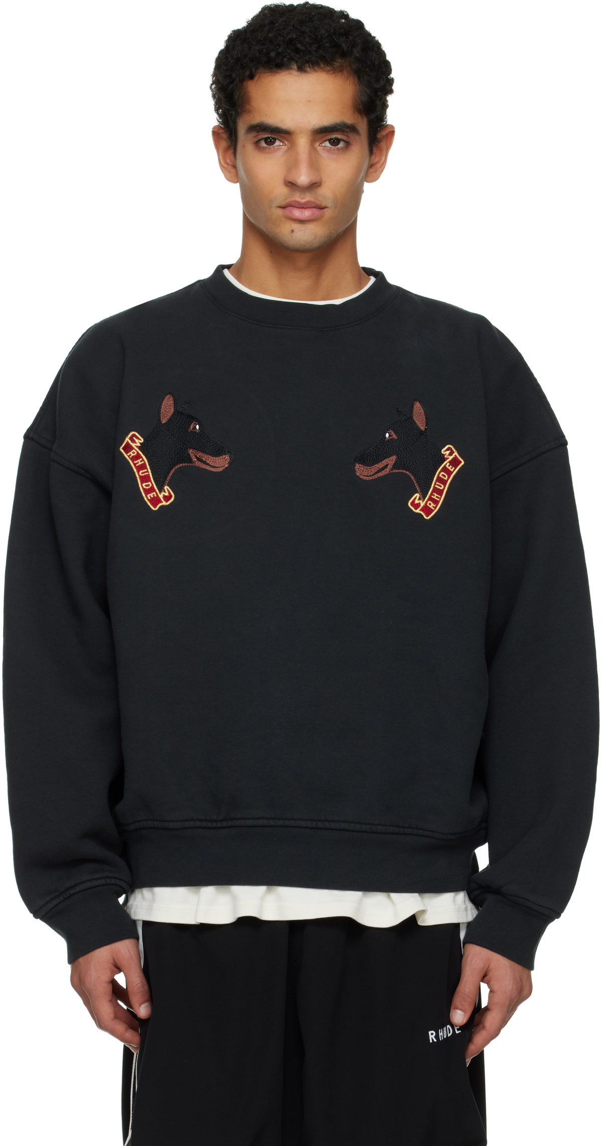 Rhude Black London Hound Crewneck Sweatshirt