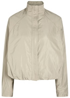 Alaïa High-neck Woven Windbreaker Jacket Beige